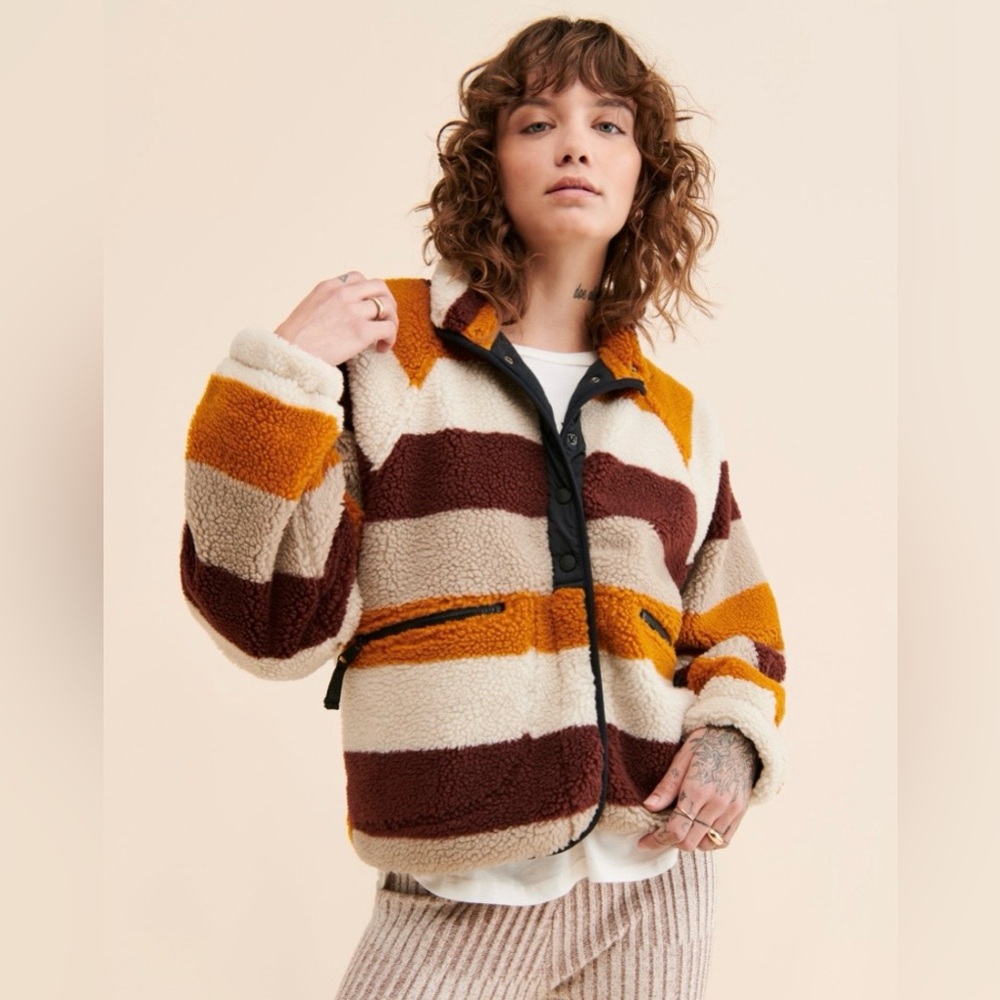 Free People FP Movement Hit The Slopes Printed Fleece Jacket; Size Small